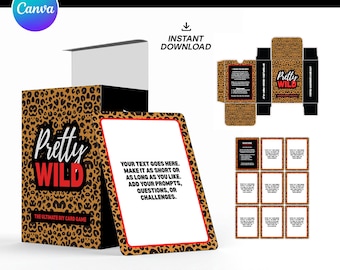 Plantilla de juego de cartas DIY: Tarjetas imprimibles + caja (Canva editable, descarga digital)