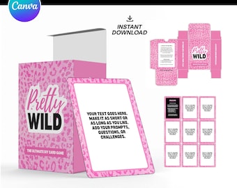 Plantilla de juego de cartas DIY: Naipes y caja imprimibles (editables en Canva, descarga digital)