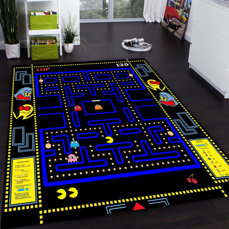 Retro Game Area Rug Game Boy Carpet Retro Gaming Pattern Etsy