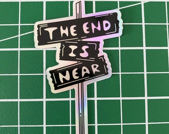 Pegatina de vinilo impermeable (normal u holográfica) de Phoebe Bridgers, músico independiente, "I Know the End"