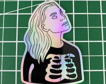 Pegatina de vinilo impermeable (holográfica y normal) de Phoebe Bridgers, música independiente.