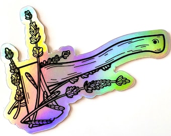 Pegatina de Phoebe Bridgers "Lavender Hatchet", arte en vinilo de música indie (normal o holográfica)