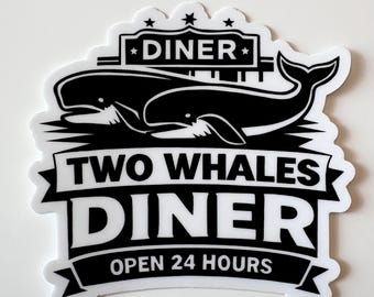 Pegatina de vinilo impermeable inspirada en el restaurante Two Whales Diner y en la serie Life is Strange.