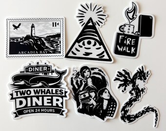 Paquete de 6 pegatinas de vinilo impermeables inspiradas en el videojuego independiente Life is Strange.