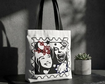 Bolsa de tela retro de arte pop inspirada en Phoebe Bridgers