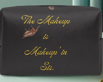 Large Travel Makeup Bag, Women Makeup Bag, Makeup Leather Cosmetic Bag,