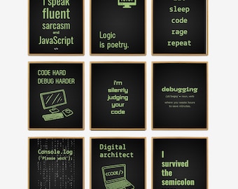 Programmers Posters, Programming Coding Funny Quotes Prints, IT Student Classroom Decor, Tech Office Decor, IT Lovers Gift, Coding Humor