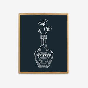 Whiskey & Flowers Print, Whiskey Art, Whiskey Printable, Bar Cart Print, Bar Art, Bar Printable, Kitchen Art, Kitchen Print, Bar Printables