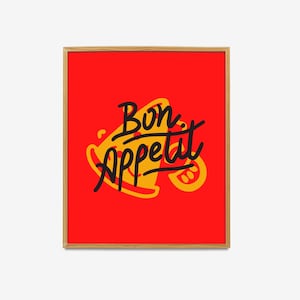 Bon Appetit Print, Kitchen Poster, Foodie Gift, Culinary Art, Poster Print, Wall Decor, Pizza Print, Kitchen Art, Housewarming Gift Poster