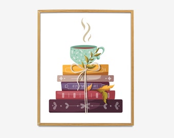 Books And Tea Poster, Book Poster, Bookish Gifts, Classroom Decor, Book Decor, Reading Poster, Reading Book, Reading Wall Art, Bookworm Gift