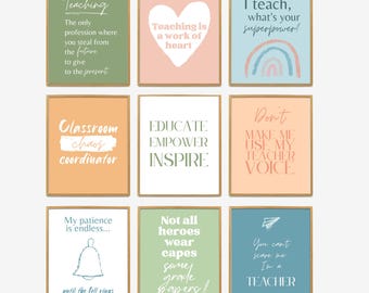 Teacher Daily Affirmations Posters, Teaching Printable Wall Art, Fun Affirmation Quotes, Teacher Appreciation Prints, Prints Teacher Gift