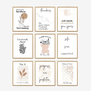 Mental Health Posters, Psychology Wall Art Prints, Therapy Office Decor, Counselor Office, Therapist Room Inspirational Printable Quotes