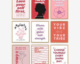Self Love Prints, Notes To Self Motivational Quotes Print, Inspirational Artwork, Motivation Printables, Mental Health Poster Office Decor