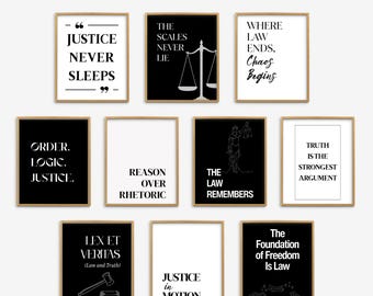 Powerful Justice Quotes, Law Quotes Wall Art, Law Firm Office Wall Decor, Lawyer Office Decor, Attorney Gift, Law Graduation, Legal Quotes