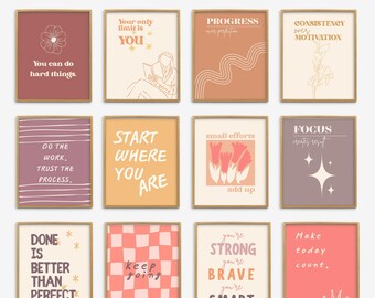 Notes To Self Motivational Quotes Print, Inspirational Artwork, Motivation Printable Art, Mental Health Poster, Psychology Wall Art Prints