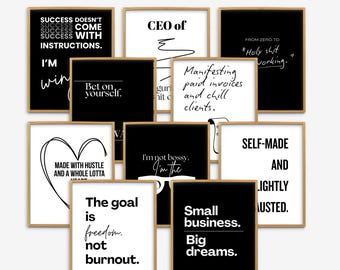 Small Business Posters, Women Office Wall Art, Funny Business Print Bundle,  Motivational Inspirational Quotes for Work, Girl Boss Prints