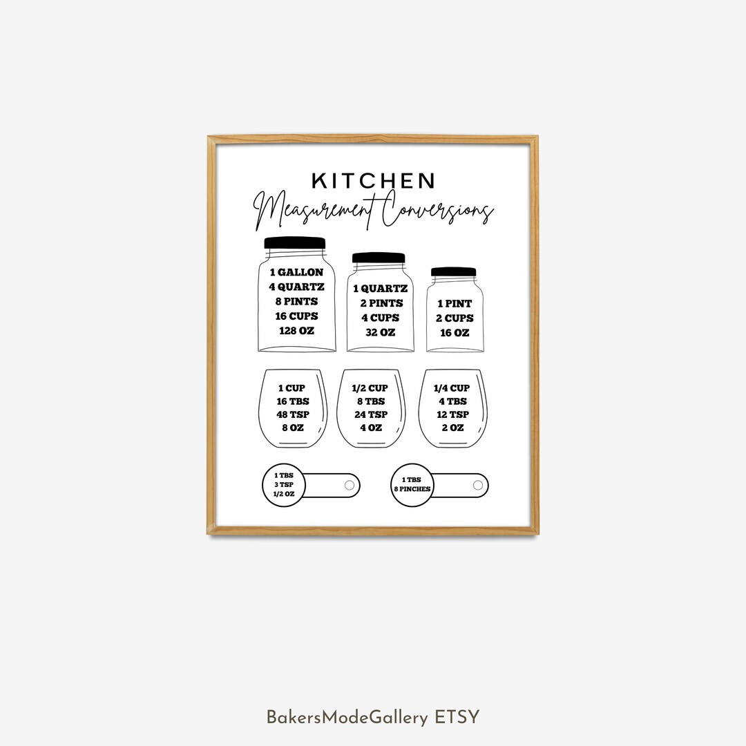 Farmhouse Printable Wall Art Kitchen Measurement Conversions Chart ...