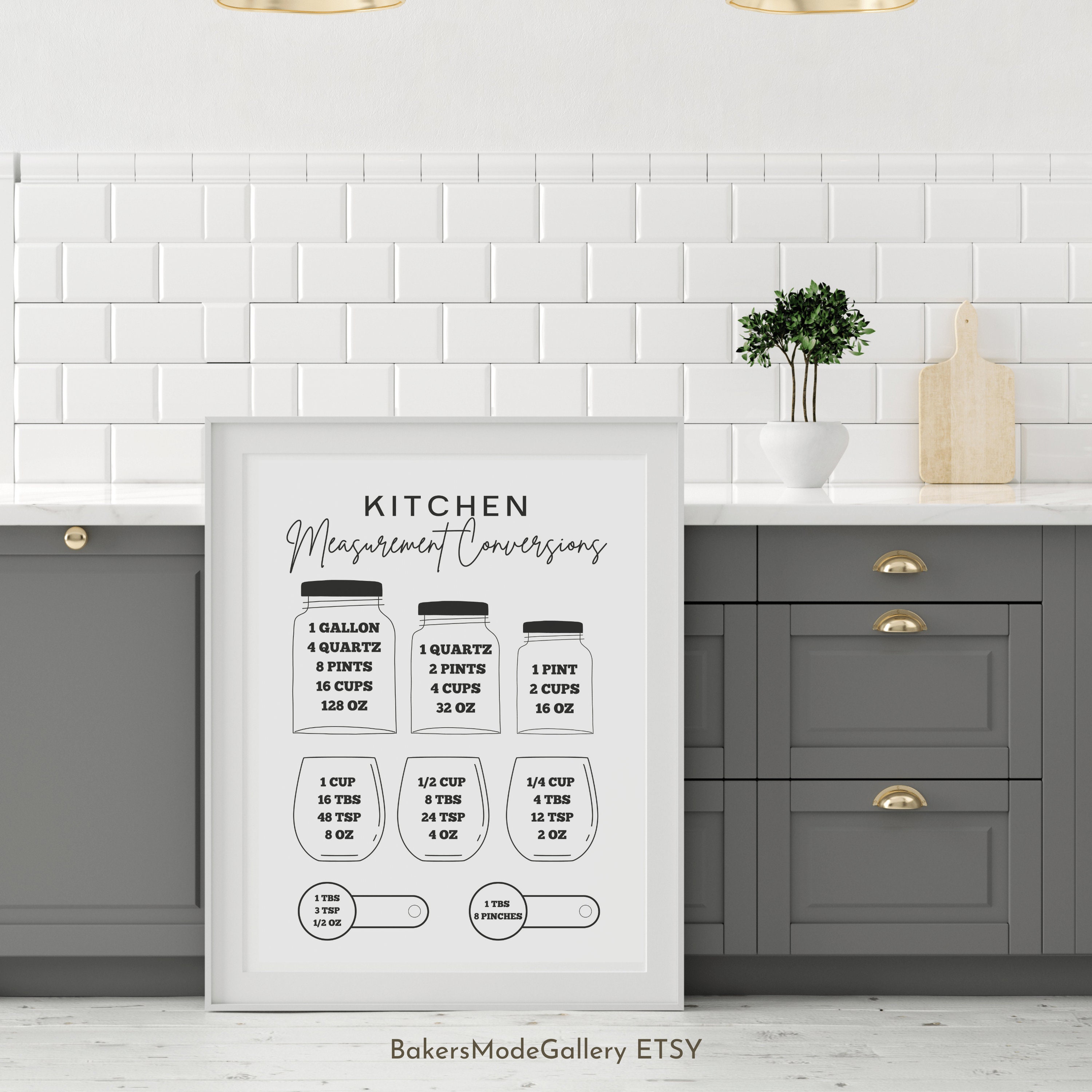 Farmhouse Printable Wall Art Kitchen Measurement Conversions Chart ...