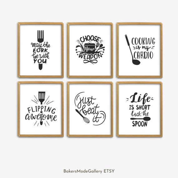 Kitchen Printable Set of 6 Funny Kitchen Wall Decor Kitchen - Etsy