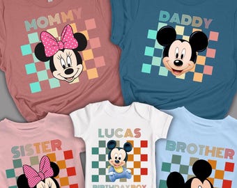 Mickey Minnie Birthday Party Shirts, Disney Family Vacation Tees