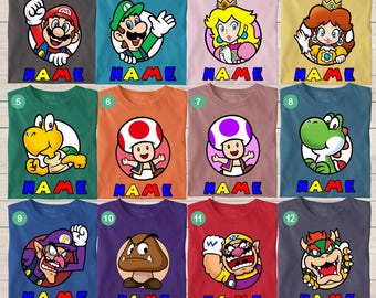Custom Mario Characters Shirts: Birthday Party T-Shirts
