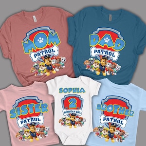 Personalized Patrol Birthday Shirt, Custom Family Patrol Tshirt, Patrol Birthday Boy/Girl Shirt, Family Matching Birthday Shirts, Patrol Tee