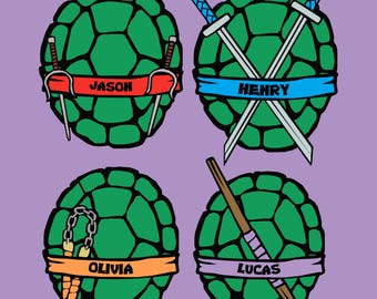 Personalized Ninja Turtles Matching Family Shirts: Front & Back Design