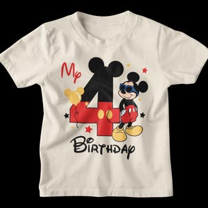 Chemise garçon 4e anniversaire, t-shirt Mickey Mouse, fête d'anniversaire Disney, voyage d'anniversaire Disneyland, chemise anniversaire Disney
