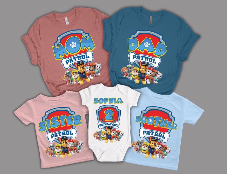 Personalized Patrol Birthday Shirt, Custom Family Patrol Tshirt, Patrol Birthday Boy/Girl Shirt, Family Matching Birthday Shirts, Patrol Tee