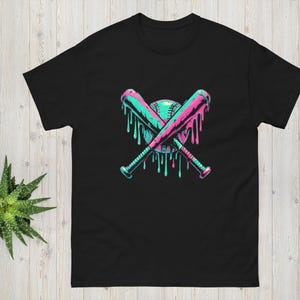 Colorful Dripping Baseball Bats Fan Sports Tee  Boys baseball gifts, baseball t-shirts, custom sports clothing, baseball team gifts