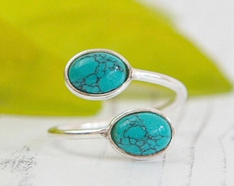 Turquoise Ring, Stackable Ring, 925 Silver Ring, Adjustable Ring, Natural Turquoise, Gemstone Ring, Women Ring, Turquoise Jewelry, Gift Her