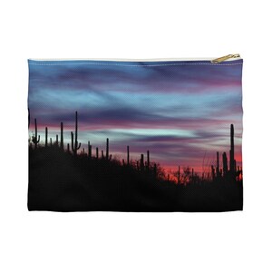 Arizona Saguaro Cactus Sunset Small Makeup Bag
