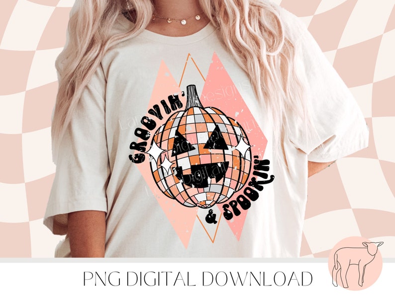 Groovin' and Spookin' PNG, Disco Pumpkin PNG, Halloween Sublimation PNG