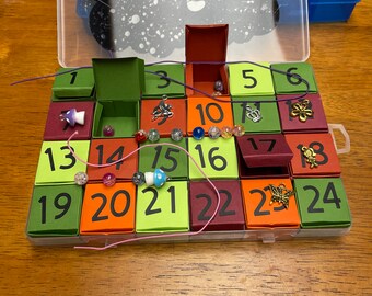 Personalized Jewelry Advent Calendar, DIY Charm Bracelet, Necklace, Earrings