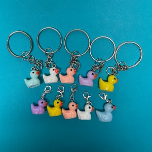 Mini duck keychains  - Mini Duck zipper pulls - little duck charms