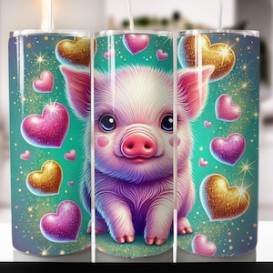 Envoltura de vaso con forma de cerdo divertida PNG Diseño de sublimación de vaso delgado de 20 oz Descarga digital instantánea únicamente, envoltura de vaso Just A Girl Who Loves Pigs