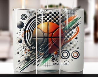 Baloncesto, vaso delgado de 20 oz, diseños de sublimación para recto/, archivo PNG, descarga digital