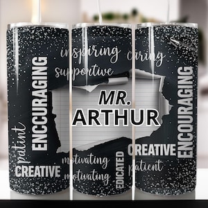Customizable Teacher Tumbler Wrap Png Teacher Appreciation Gift Custom name Sublimation Designs 20 oz Skinny Tumbler Png