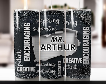 Custom Teacher Tumbler Wrap PNG: 20 oz Skinny Tumbler Sublimation Design