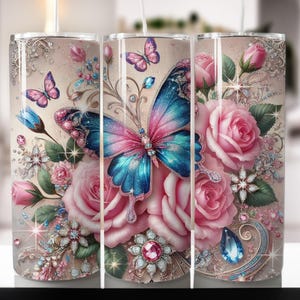 Envoltura para vaso de 20 oz con diseño de flores boho, vaso de 20 oz con diseño de mariposa PNG, diseño de vaso de 20 oz con diseño de sublimación floral, plantilla para vaso de 20 oz, diseño floral vintage