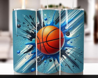 Baloncesto, vaso delgado de 20 oz, diseños de sublimación para recto/, archivo PNG, descarga digital