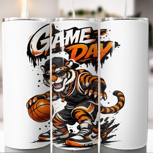 Mascota del tigre de baloncesto PNG / Envoltorio para vaso del día del juego (descarga digital)