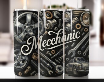 Mechanic Tumbler Wrap: Custom Name 20oz Design (SVG, PNG, Digital Download)