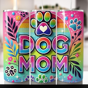 Dog Mom Tumbler Wrap, Dog Affirmations 20 Oz Skinny Sublimation Tumbler PNG, Dog Mama Tumbler Design Digital Download for Straight/Tapered