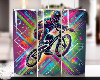 Graffiti BMX Bike 20oz Tumbler Wrap: Seamless Sublimation Design (Digital Download)