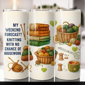 Tricoter Tumbler Wrap PNG, 20 oz Skinny Tumbler Design, Sublimation téléchargement numérique instantané uniquement, Design d&#39;emballage de Tumbler tricot drôle
