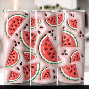 3D opgeblazen watermeloen 20 oz beker wrap 20 skinny beker wrap sublimatie wrap, beker wraps Ontwerpen voor rechte en taps toelopende beker.