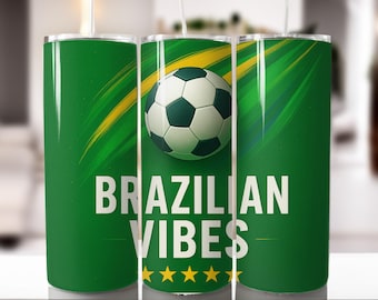 Brazil Soccer Tumbler Wrap – Brazilian Vibes – World Cup 2026 – 20oz PNG