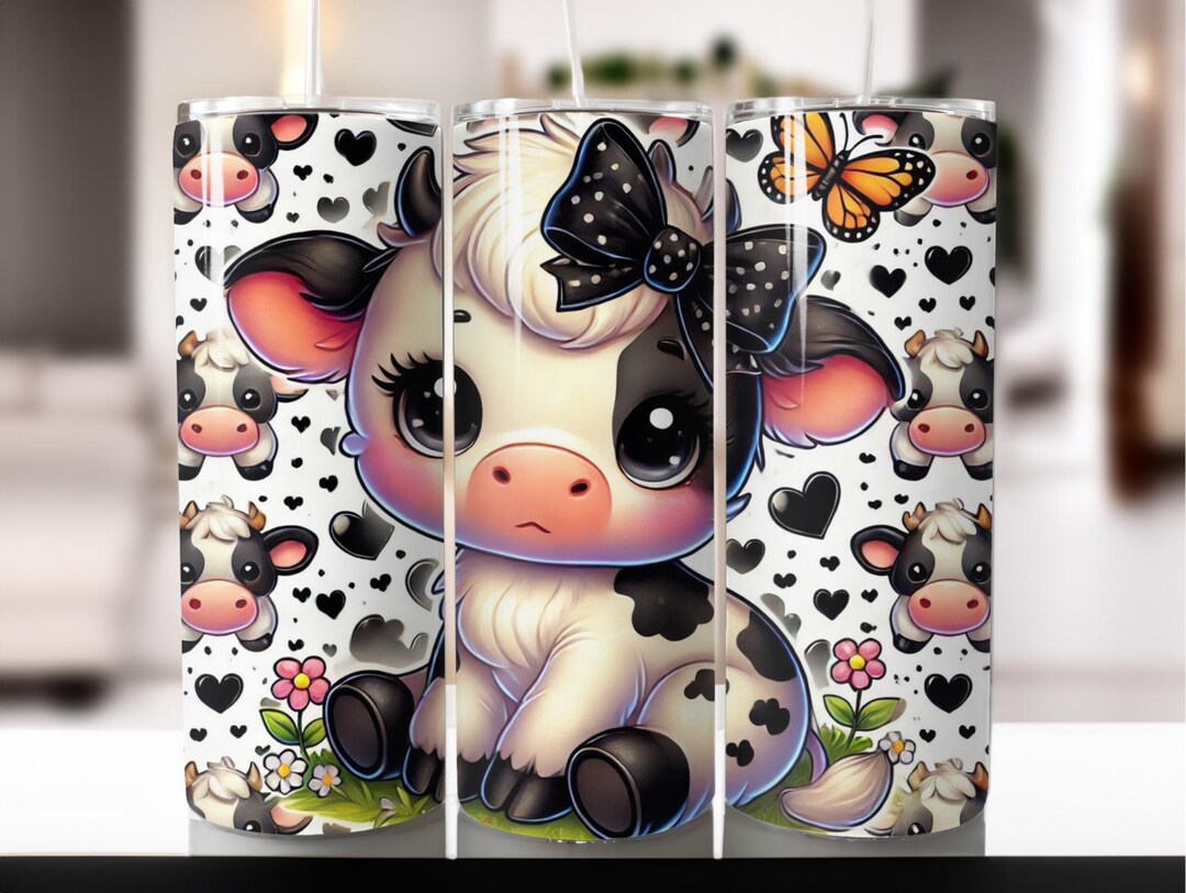 Cute Highland Cow 20oz Tumbler Wrap, Floral Sublimation Design (PNG) - Etsy