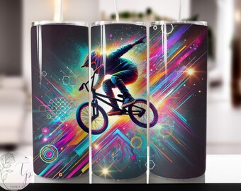 Graffiti BMX Bike 20oz Tumbler Wrap: Seamless Sublimation Design (Digital Download)